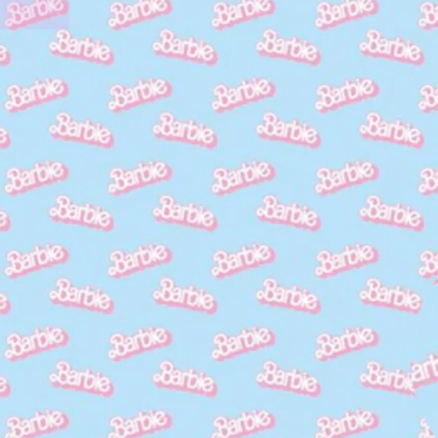 20*25cm Dolly Light Blue & Pink "Barb!e" Printed Finish, Long Leatherette Sheets Leather & Vinyl