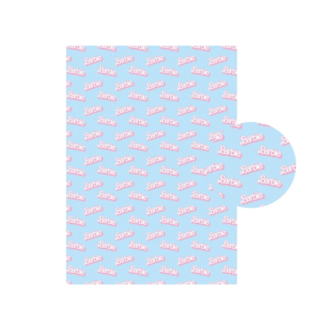 20*25cm Dolly Light Blue & Pink "Barb!e" Printed Finish, Long Leatherette Sheets Leather & Vinyl