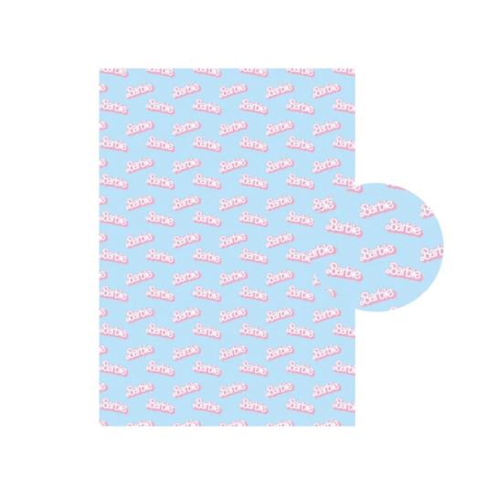 20*25cm Dolly Light Blue & Pink "Barb!e" Printed Finish, Long Leatherette Sheets Leather & Vinyl