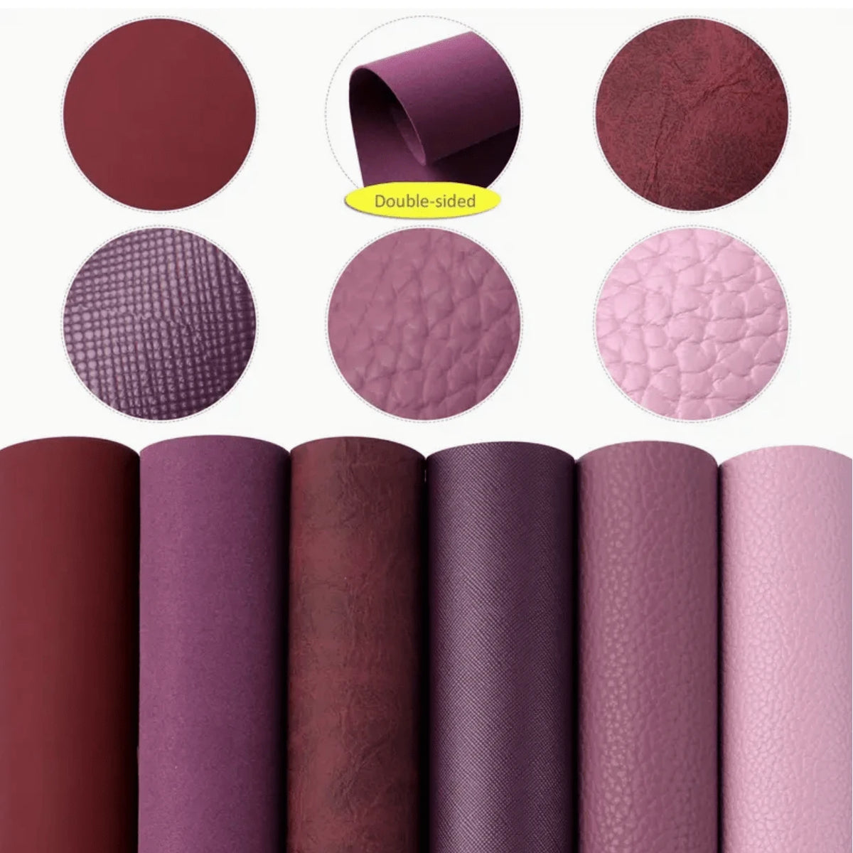 20*30cm "Burgundy and Rose" 6 Sheet Set Smooth Texture Finish, Leatherette Sheet, Bulk Basics