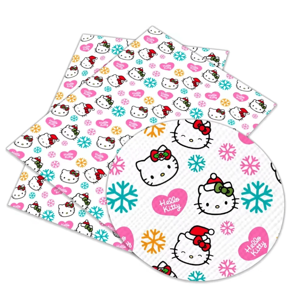 20*30cm Christmas Kitty Snowflakes White Smooth Texture Finish, Leatherette Sheet Basics