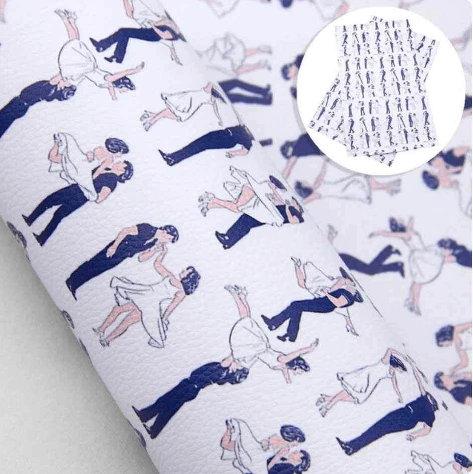 20*33cm "Dirty Dancing" Print White Background, Long Leatherette Sheets Leather & Vinyl