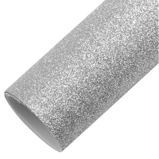 20*33cm Silver GLITTER Texture, Long Leatherette Sheet Basics Leather & Vinyl