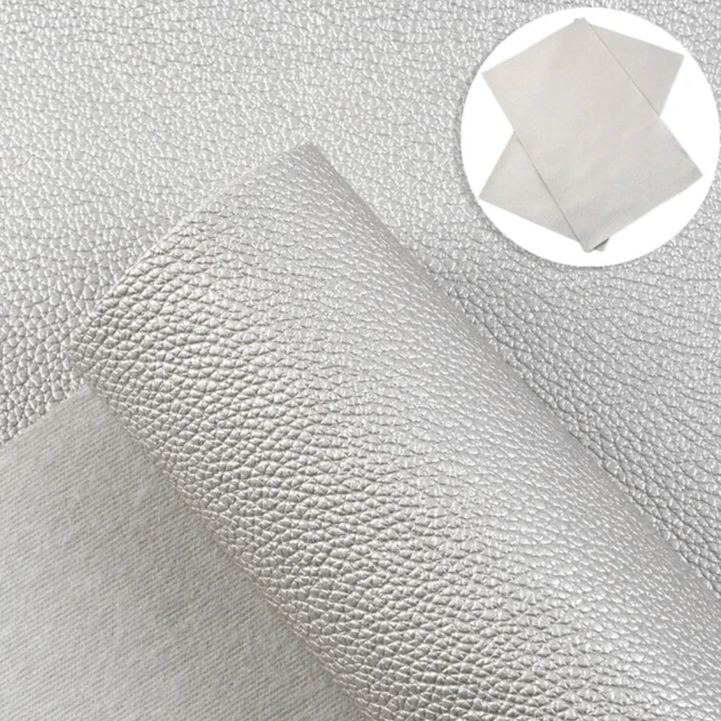 20*33cm Silver Metallic Leather Texture, Long Leatherette Sheet Basics Leather & Vinyl