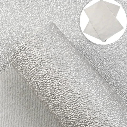 20*33cm Silver Metallic Leather Texture, Long Leatherette Sheet Basics Leatherette