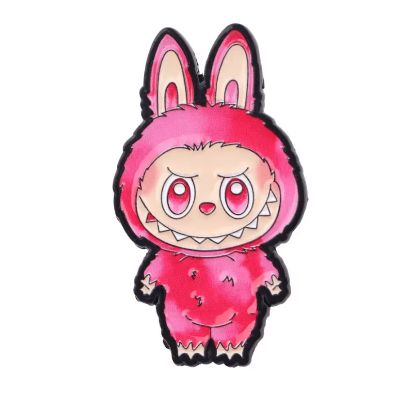 Love Monster - Red and White 20*35mm Laboubou Print on Black Metal Pins, Sold Individually, Promotions (1 pcs) Promotion