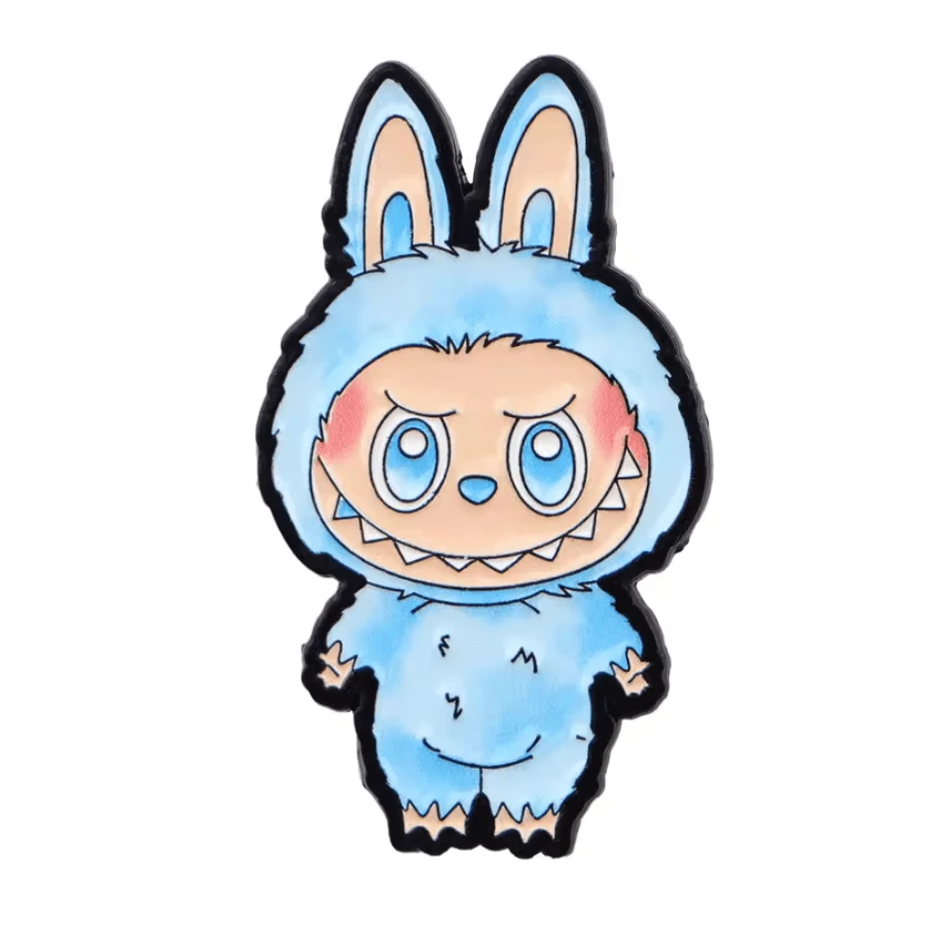 Hope Monster - Blue and White 20*35mm Laboubou Print on Black Metal Pins, Sold Individually, Promotions (1 pcs) Promotion