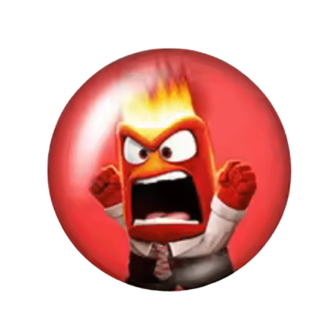 20mm "Anger" Red Inside Out Printed dome Cab, Glue on, Resin Gems (Sold in pair) Resin Gems