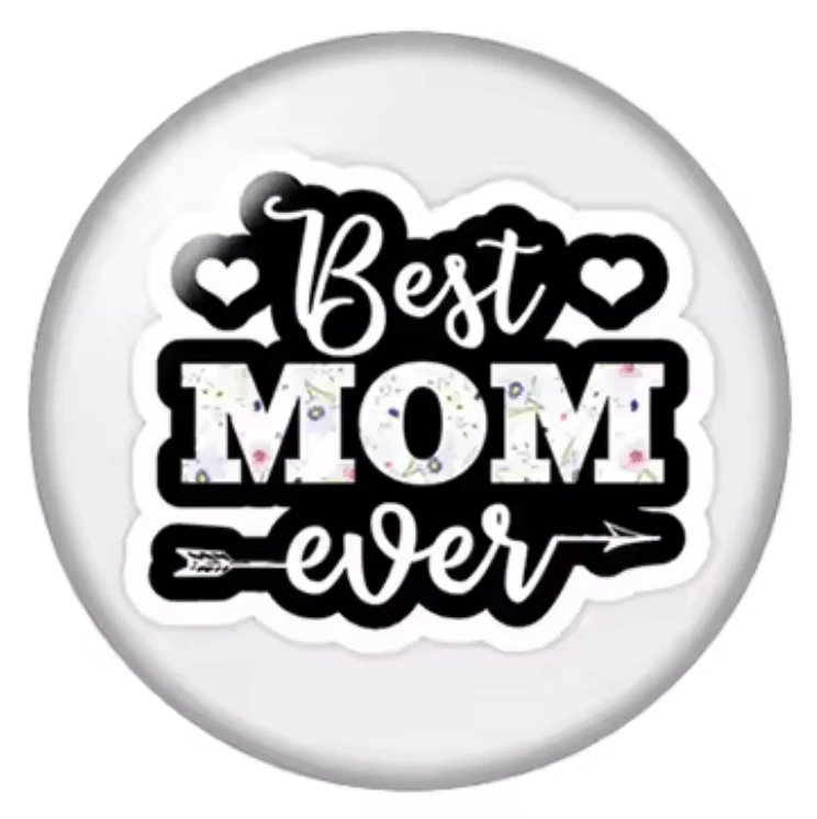 20mm "Best Mom Ever" Printed dome Cab, Glue on, Resin Gems (Sold in pair) Resin Gems