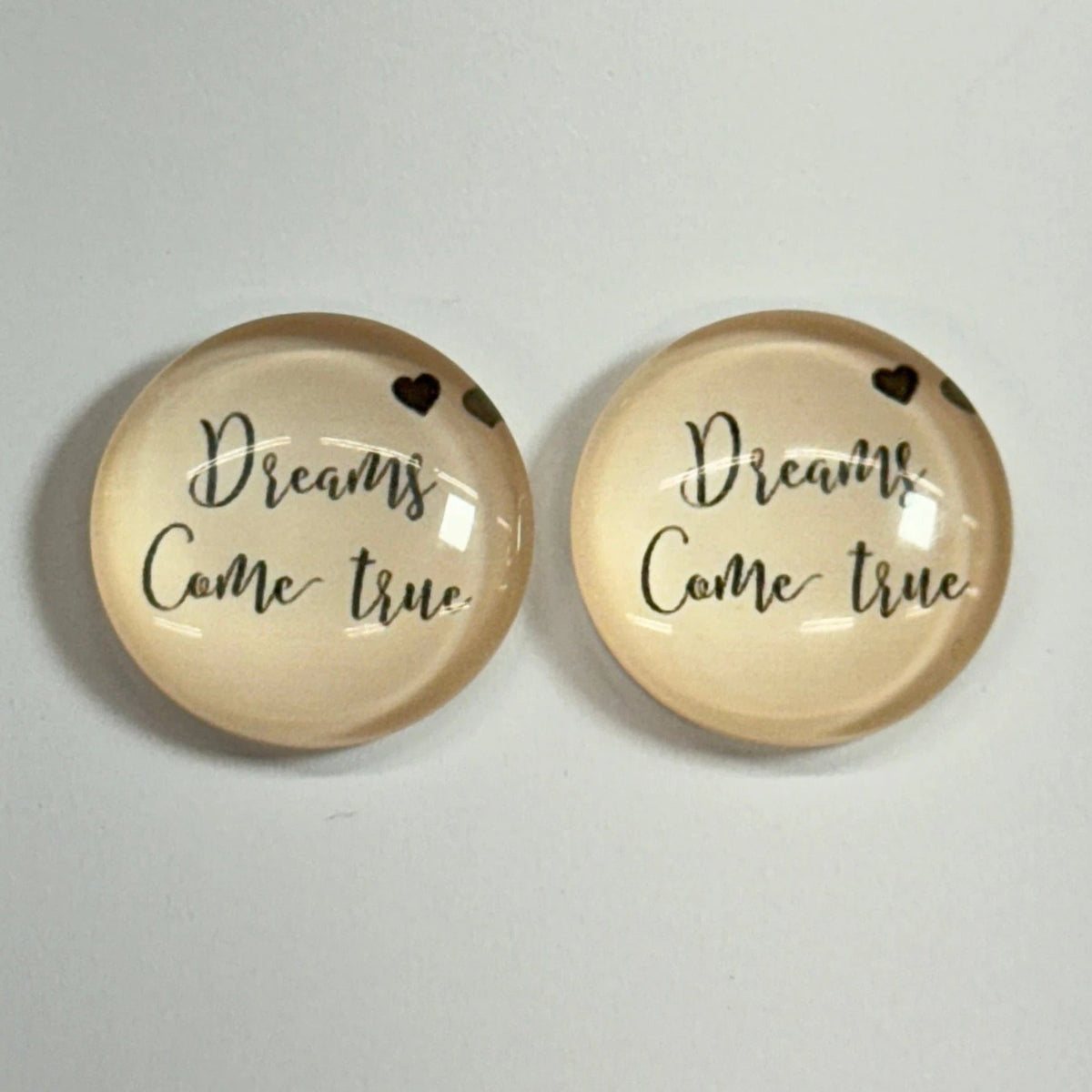 Dreams Come True 20mm Inspirational Quotes, Glue on, Resin Gem (Sold In Pair) Resin Gems