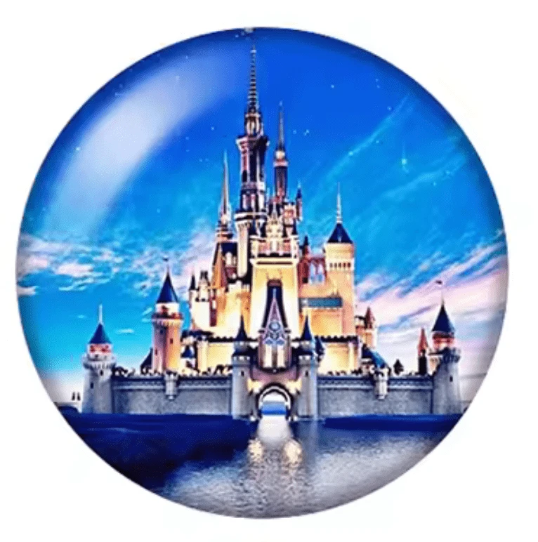 20mm "Magic Kingdom" Printed dome Cab, Glue on, Resin Gems (Sold in pair) Resin Gems