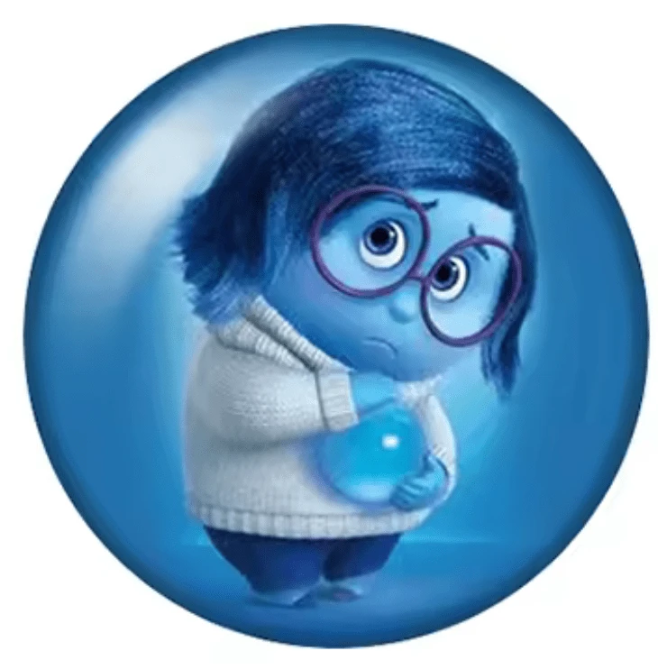 20mm "Sadness" Blue Inside Out Printed dome Cab, Glue on, Resin Gems (Sold in pair) Resin Gems