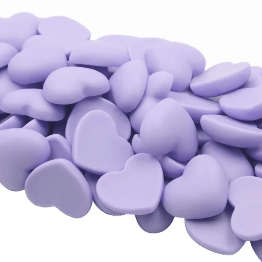20mm Violet Purple Heart Shaped Matte Rubber Gems, Glue on, Matte Resin Gems (Sold in Pair) Resin Gems