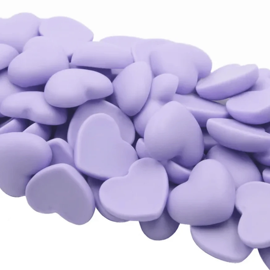 20mm Violet Purple Heart Shaped Matte Rubber Gems, Glue on, Matte Resin Gems (Sold in Pair) Resin Gems