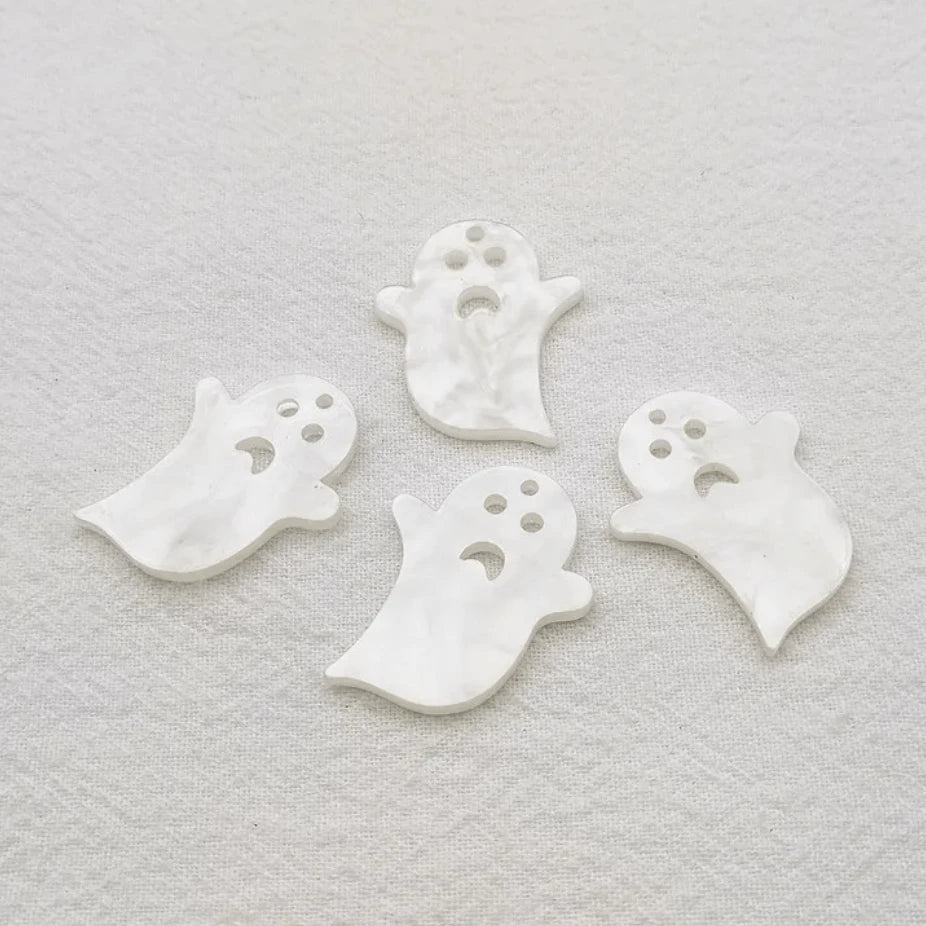 22*29mm White Opal Ghost Shaped Acrylic Gem, Glue on, Resin Gems (Sold in pair) Resin Gems