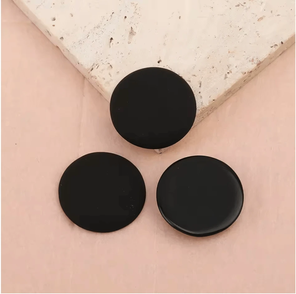 Black 24*24mm Round Matte Rubber Cabochon