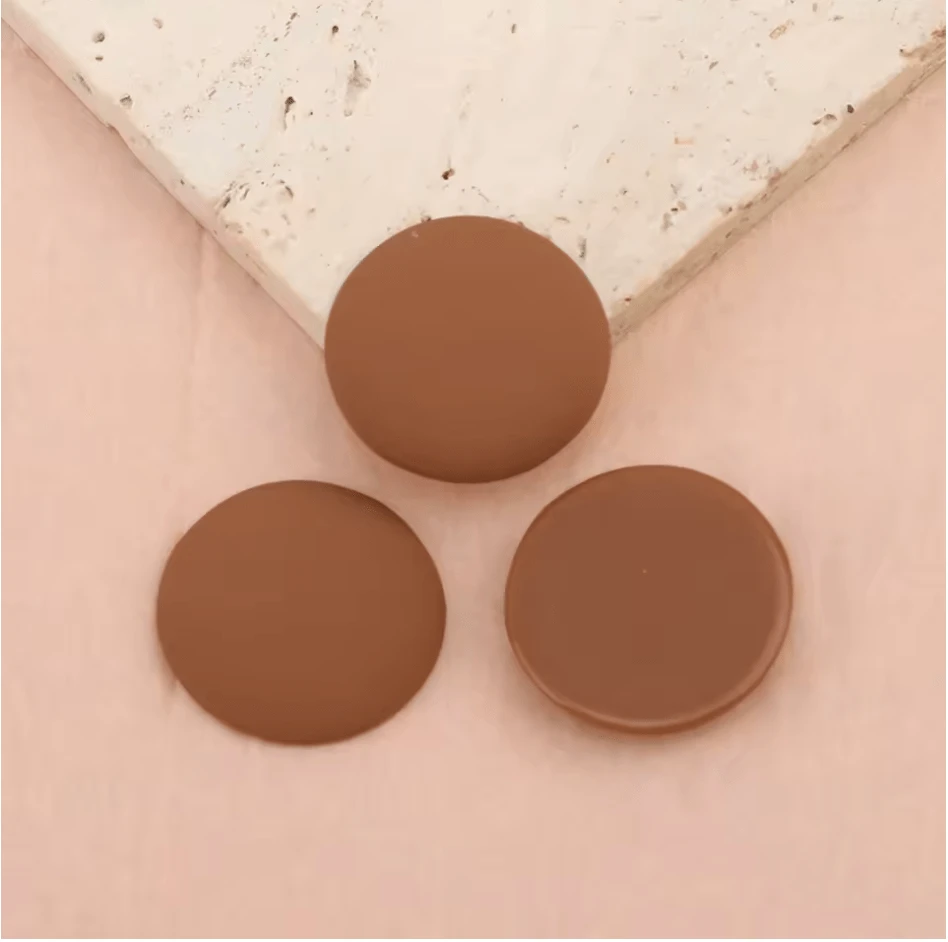 Brown 24*24mm Round Matte Rubber Cabochon