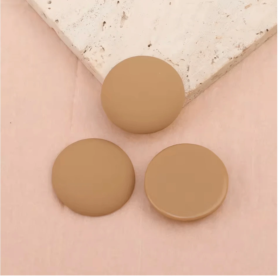Coffee 24*24mm Round Matte Rubber Cabochon