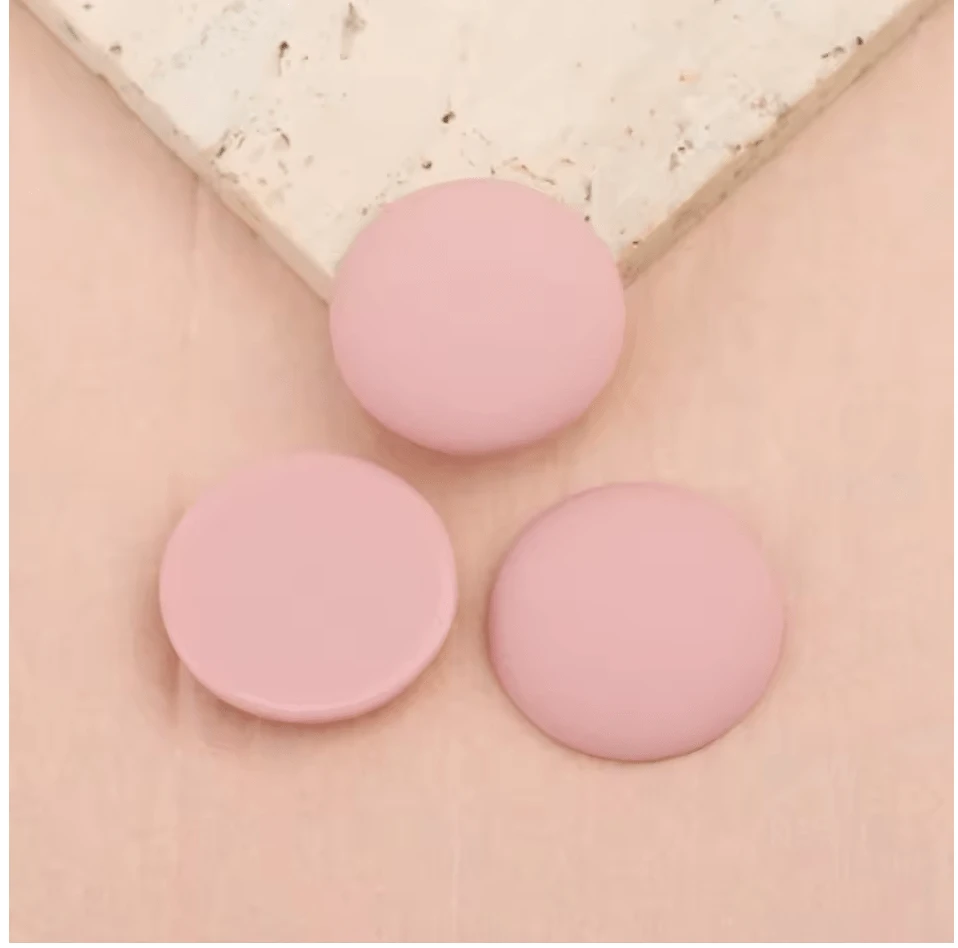 Light Pink 24*24mm Round Matte Rubber Cabochon