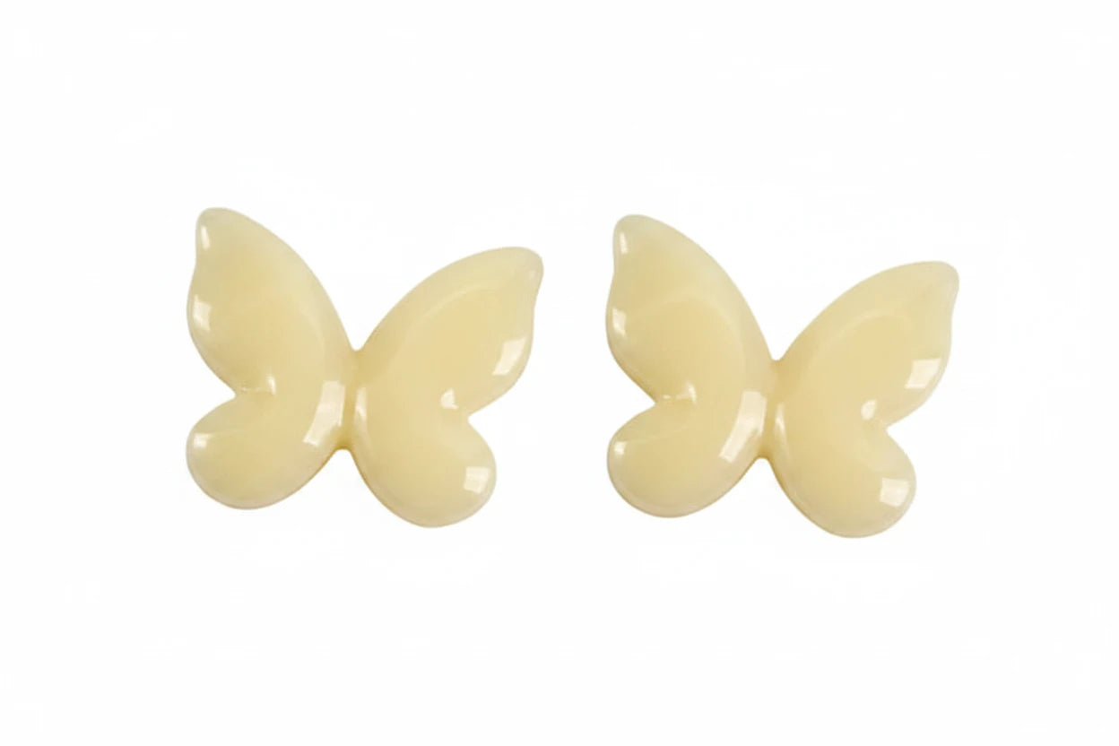 24*30mm Pink Jelly Butterfly Shaped, Glue on, Acrylic Charm Resin Gems (Sold in pair) Resin Gems