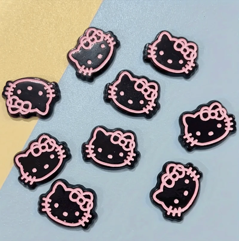 24*33mm "Black Pink Kitty" Acrylic Cat Shaped, Glue on, Resin Gems (Sold in pair) Resin Gems