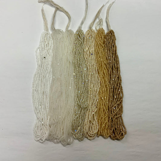 "Ivory Glow" 7 x 11/0 Charlotte India Bead Hank (10g) Bundle, Promotions India Sheen Charlotte Cut Seedbeads