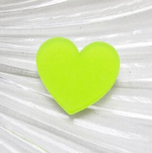 25mm, Lime Green, Frosted Matte Acrylic Heart, Glue on, Resin Gems, Resin Gem, (Sold in Pair)
