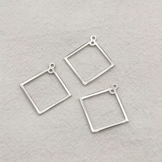 26*24mm Copper Square Charms, Sew on, Resin Gems (Sold in Pair) Earring Findings