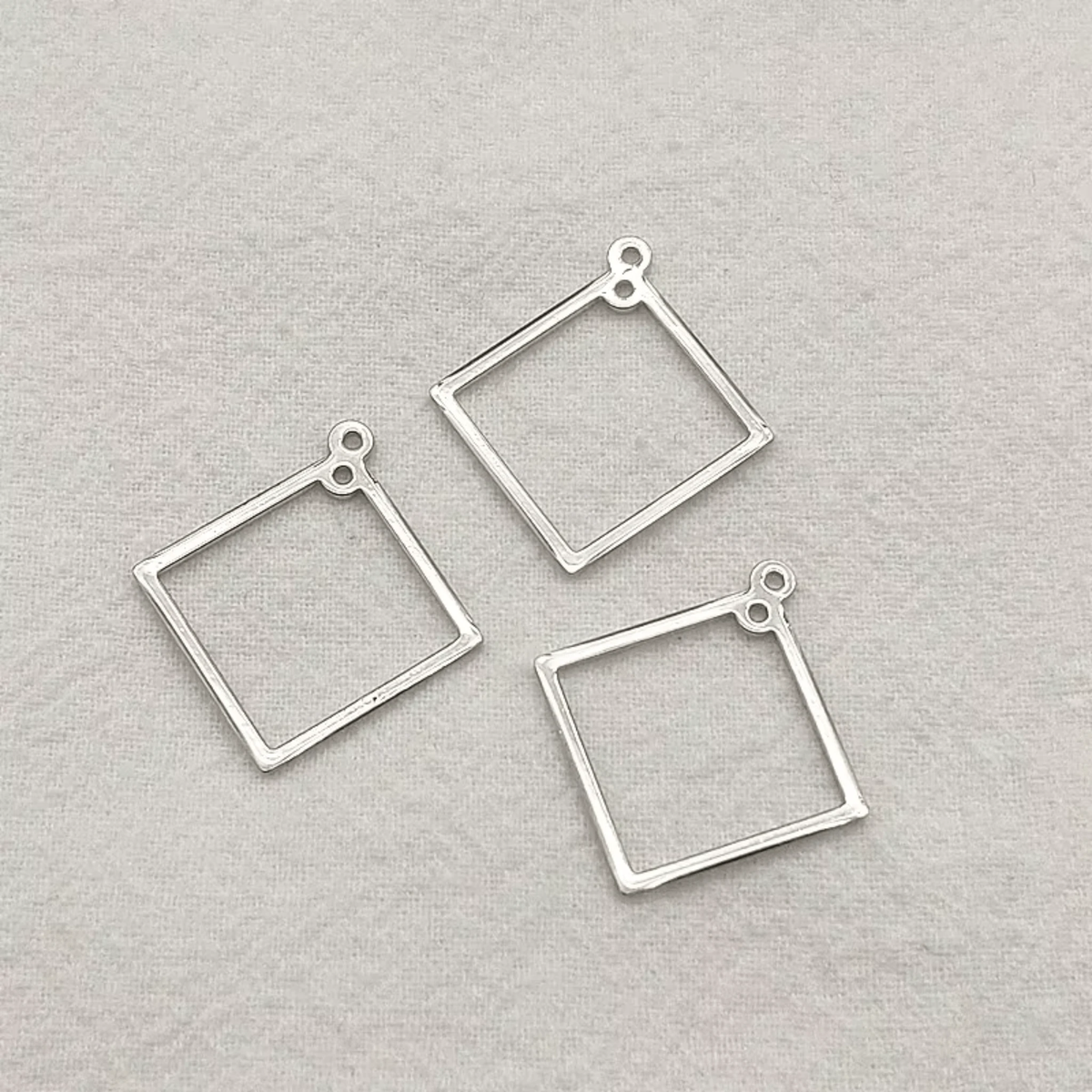 26*24mm Copper Square Charms, Sew on, Resin Gems (Sold in Pair) Earring Findings