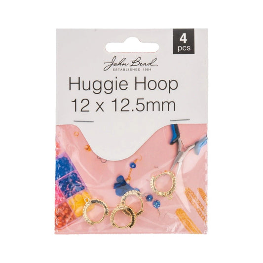 Must Have Findings - Huggie Hoop 12x12.5mm Gold (Rhinestone Trim) 4pcs Must Have Findings