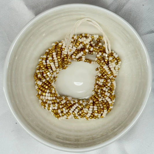 11/0 Charlotte Cut Seed Bead - Ivory and Gold Patina Mix 10g India Sheen Charlotte Cut Seedbeads