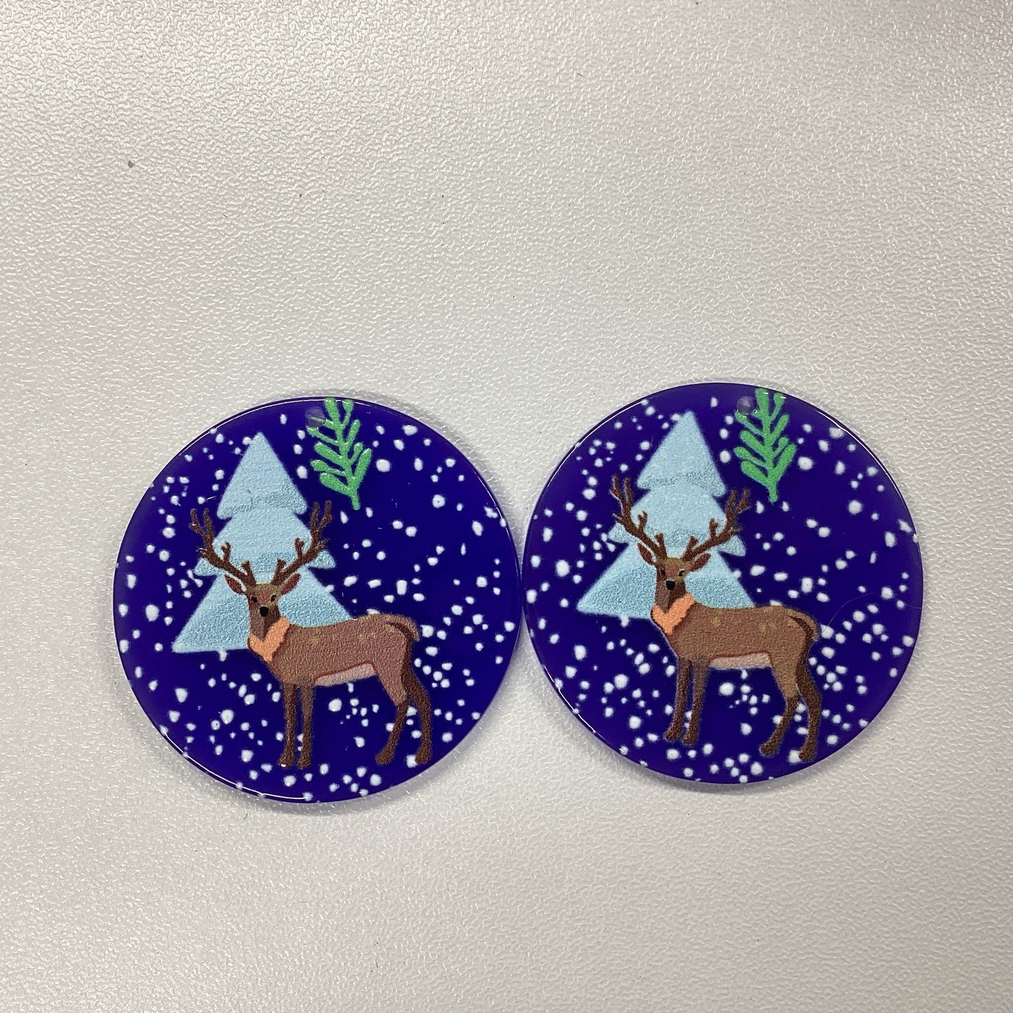 Dark Blue Rain Deer Styles Christmas Double Sided, Glue on, Resin Gem, (Sold in Pair)