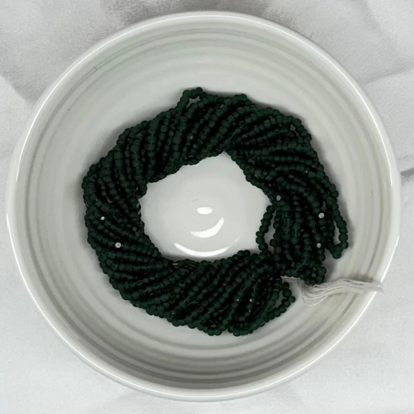 11/0 Charlotte Cut *Premium Seed Bead- Transparent MATTE Dark Green *10g Hank* India Sheen Charlotte Cut Seedbeads