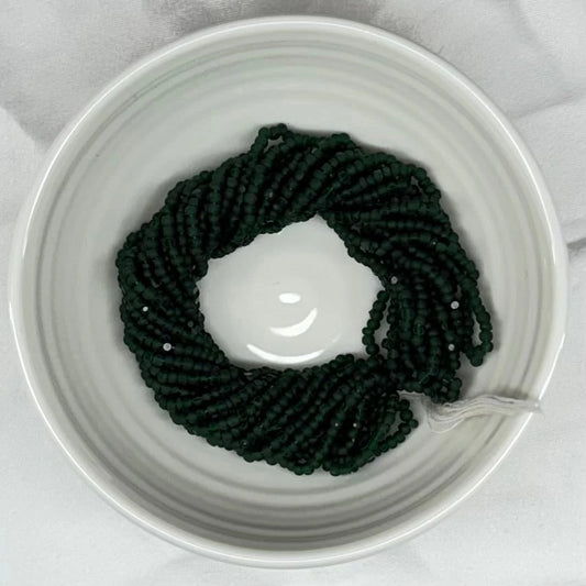 11/0 Charlotte Cut *Premium Seed Bead- Transparent MATTE Dark Green *10g Hank* India Sheen Charlotte Cut Seedbeads