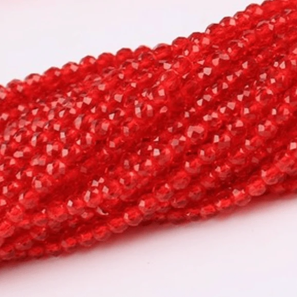 2mm Cherry Red Hydro Crystal Quartz Beads, Rondelle Beads (190pcs) Rondelle Beads