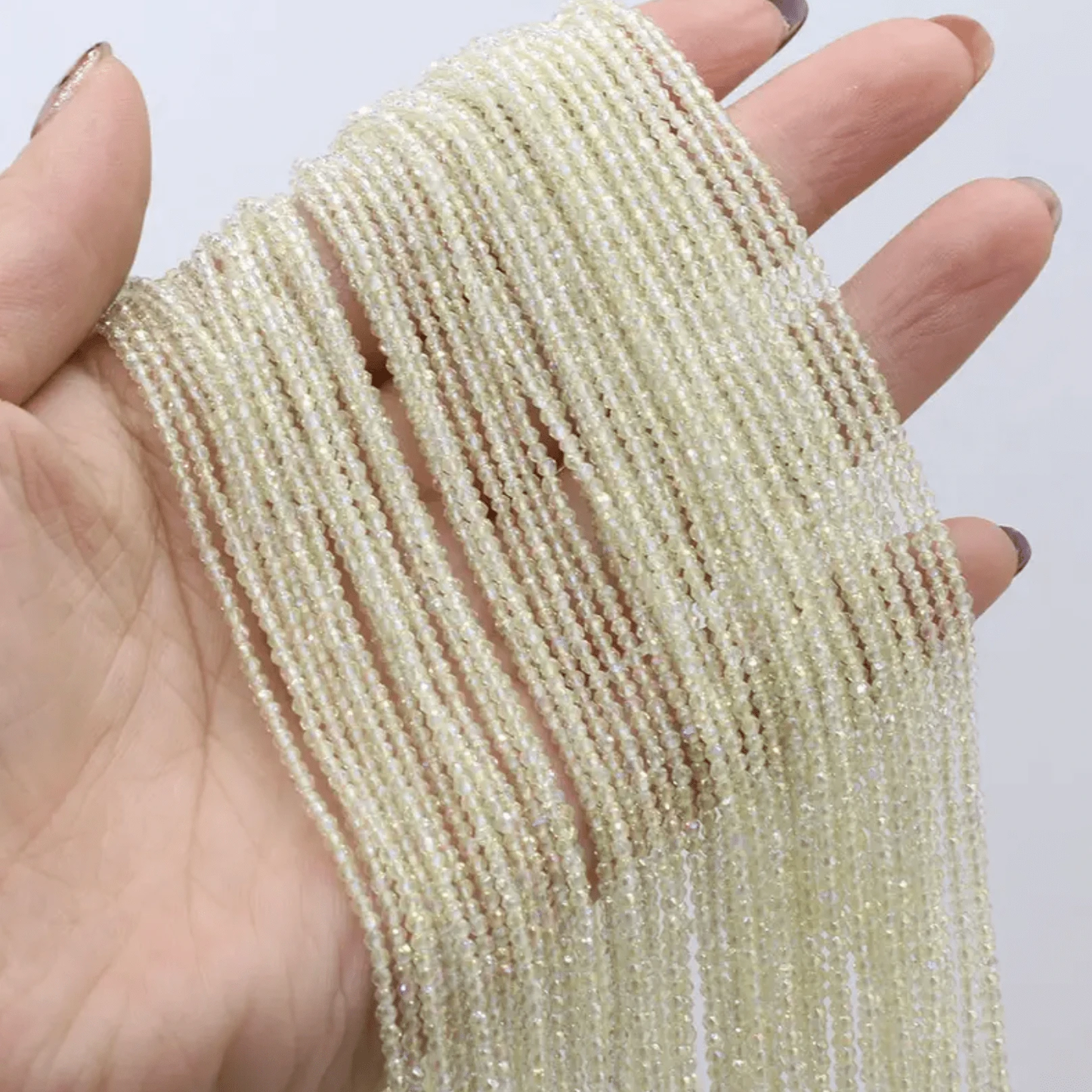 2mm Ivory Crystal Quartz, Natural Semi-Precious Stone , Rondelle Beads Rondelle Beads