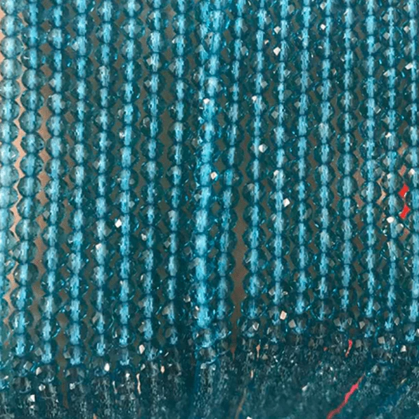 2mm Teal Blue Zircon Hydro Crystal Quartz Beads, Rondelle Beads (190pcs) Rondelle Beads