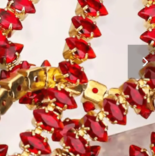 3*6mm Red DIAMOND STONE with Gold Rhinestone High Quaility Metal Chain, Sold in 20" *RARE* Promotions
