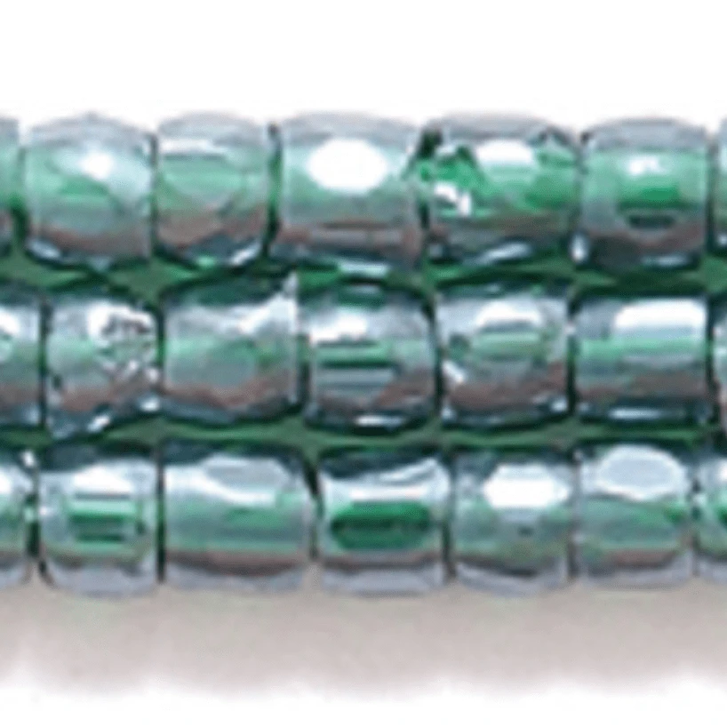 3 Cut 9/0 Beads Emerald Green LUSTER *Rare* - Sold in HANK 3-cut Beads
