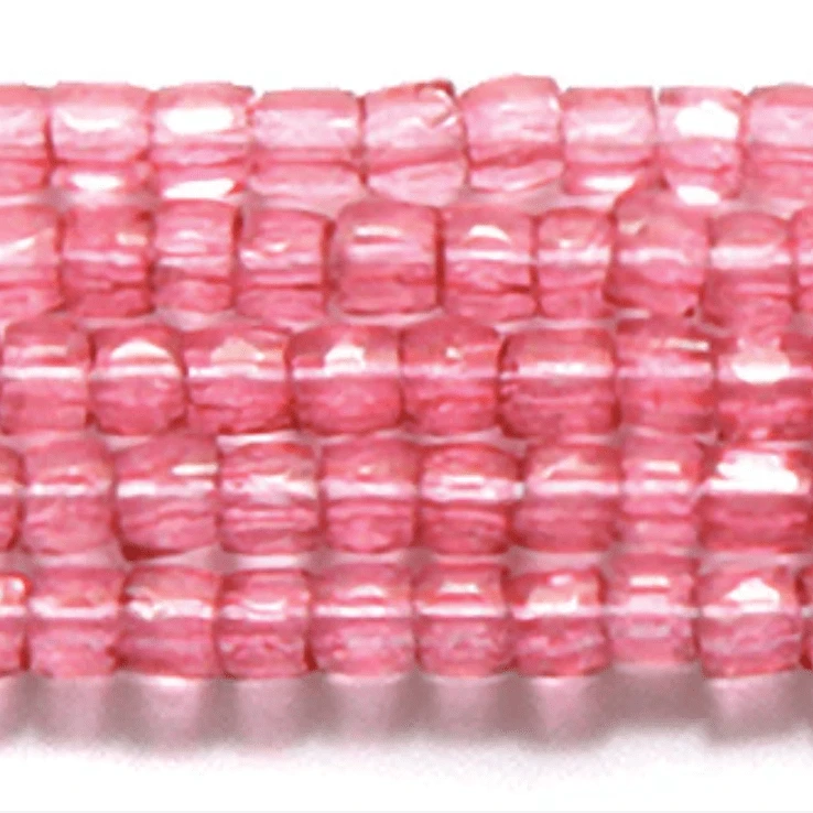 3 Cut Beads 9/0 Cranberry Pink Crystal Solgel RARE *HANK 3-cut Beads