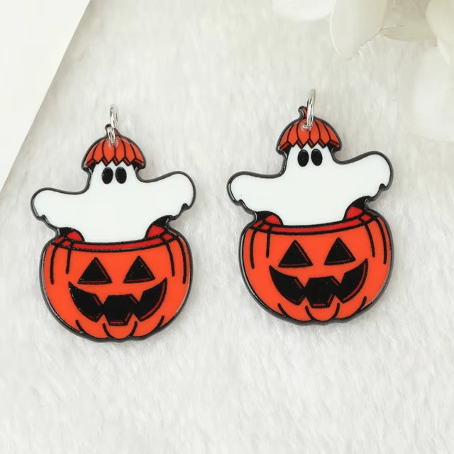 30*40mm Ghost in Pumpkin Halloween, one hole, Acrylic Resin Gems (Sold in Pair) Basics