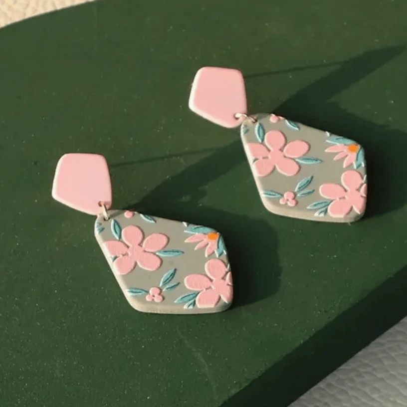 30*59mm Teal and Pink Clay Earrings, Promotions Promotions