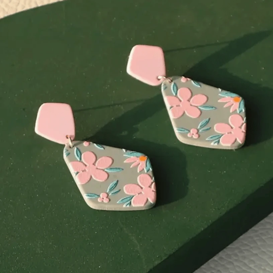 30*59mm Teal and Pink Clay Earrings, Promotions Promotions