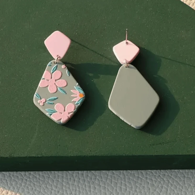 30*59mm Teal and Pink Clay Earrings, Promotions Promotions
