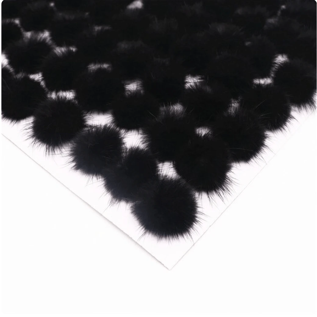 Black Mink Balls (6 pcs) 30mm Coloured Mink Fur Ball DIY Pompom Tassel Earring Finding, (6 pieces) Earring Findings