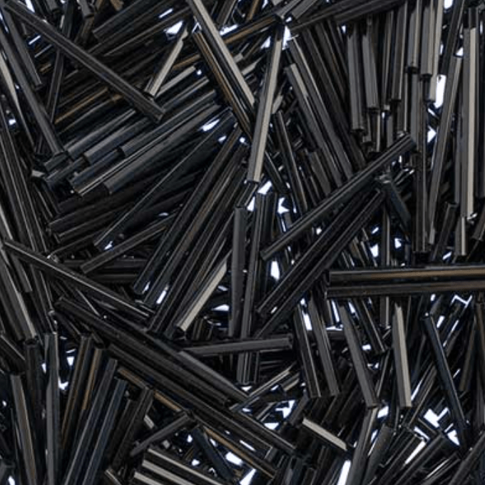 30mm Czech Bugles - Long Opaque BLACK, 20g Bugles Beads