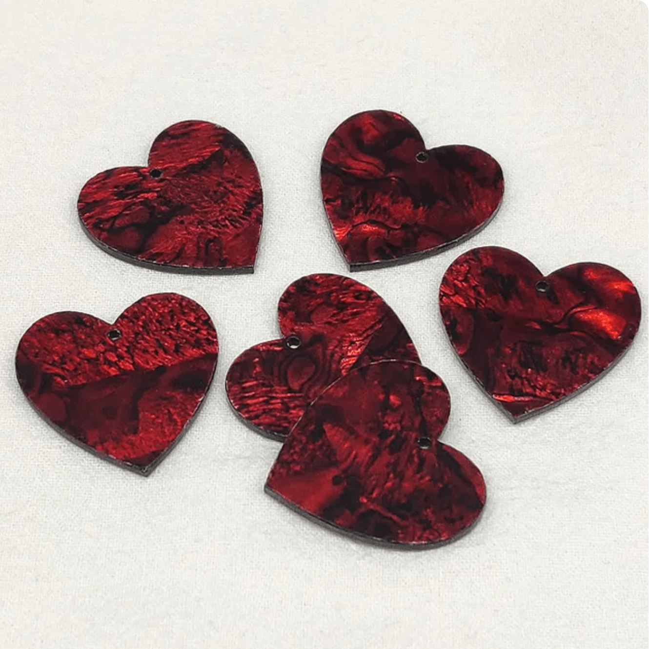 31*31mm Red Abalone Shell Large Heart shaped, with one hole, Resin Shell Gem (Sold in Pair) Resin Gems