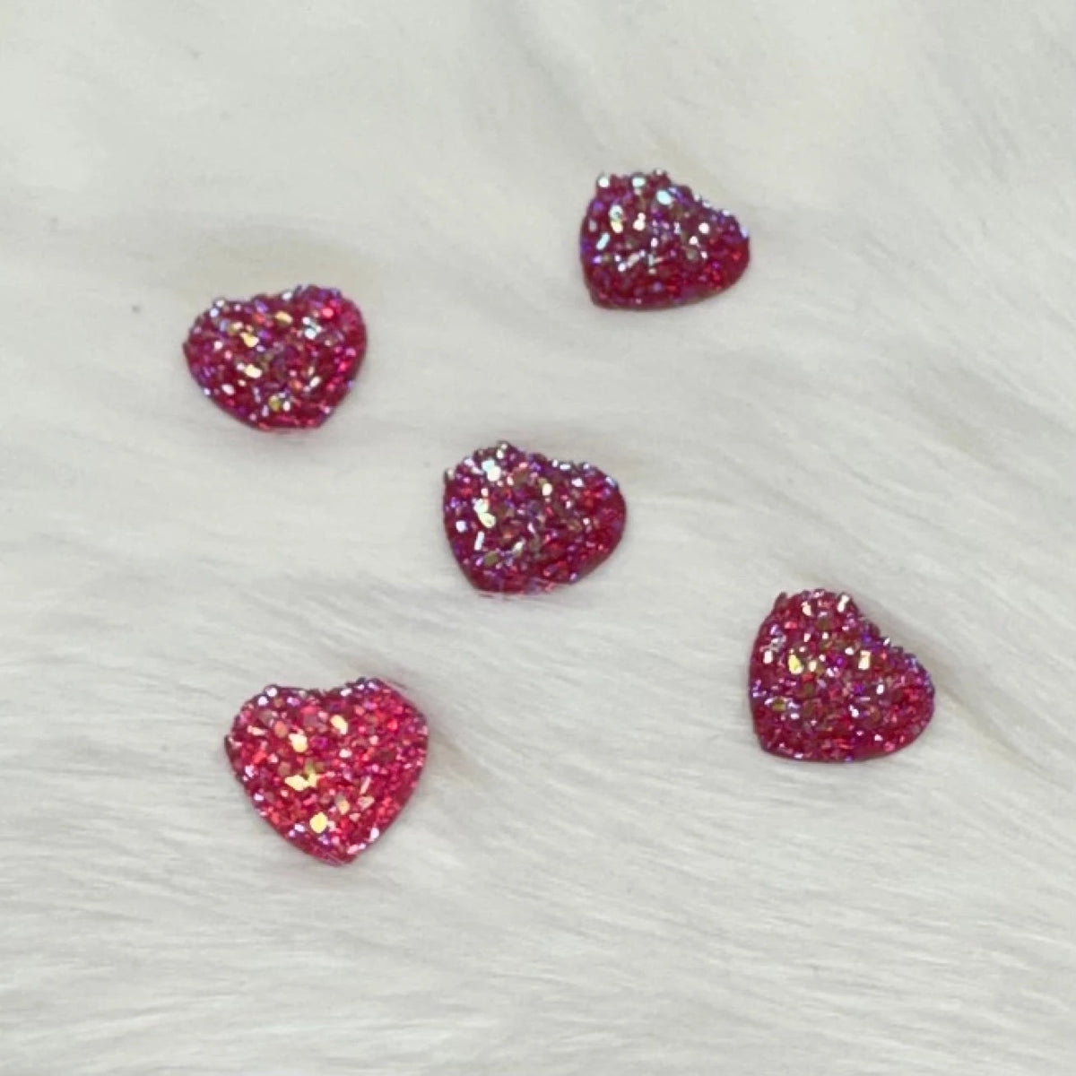 12mm AB Heart Druzy Texture Glue on Resin Gem (Sold in Pair) Resin Gems