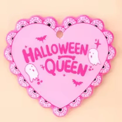 Pink 33*30mm Pink or Black Halloween Queen Heart , Glue on, Resin Gem (Sold In Pair) Resin Gems