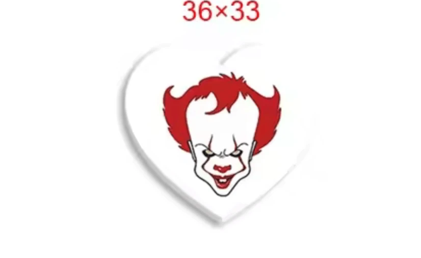 33*36mm It the clown heart Glue on, Resin Gem (Sold In Pair)
